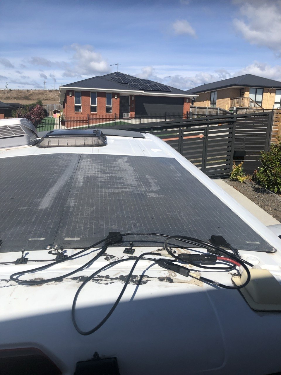 First build — flexible solar panels on van roof